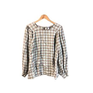 Ava & Liv Light Green and Tan Blouse 1X